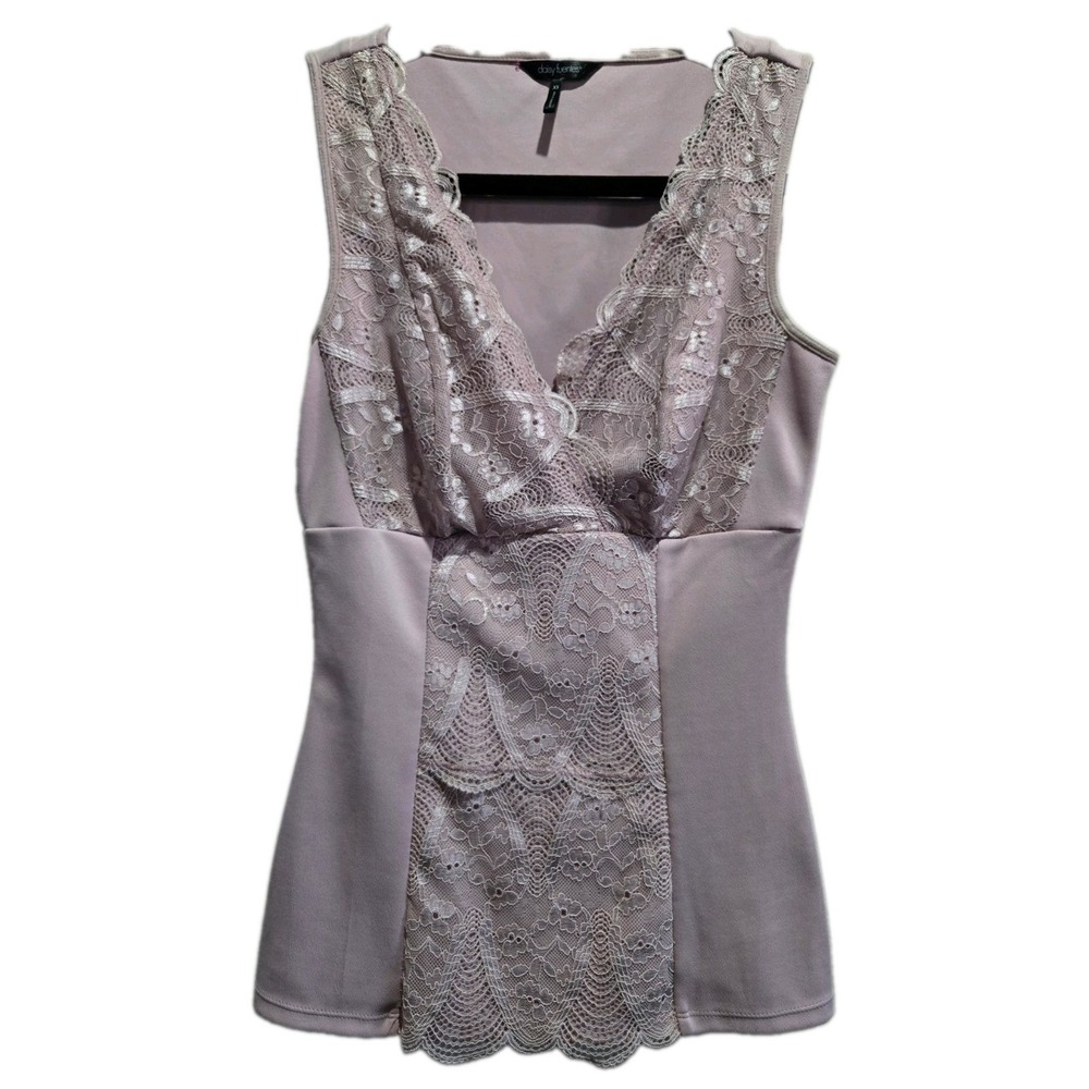Daisy Fuentes Peony Lace V-Neck Sleeveless Camisole Tank Top Women's XS